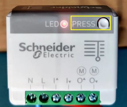 Schneider electric activer appairage actionneur pour volet roulant Odace SFSP avec Jeedom