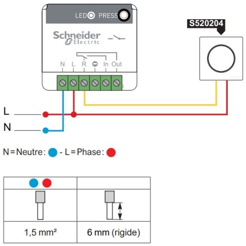 Installation actionneur minuteur générique 10A sans fil sans pile Odace SFSP de schneider electric compatible avec Jeedom