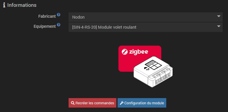 Module NodOn volet roulant et store banne Zigbee compatible avec Jeedom