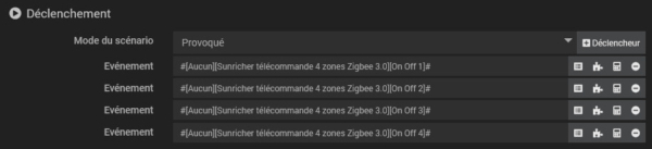 Télécommande 4 zones Zigbee 3.0 compatible avec Jeedom
