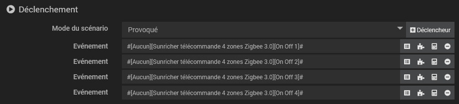 Télécommande 4 zones Zigbee 3.0 de SUNRICHER avec Jeedom