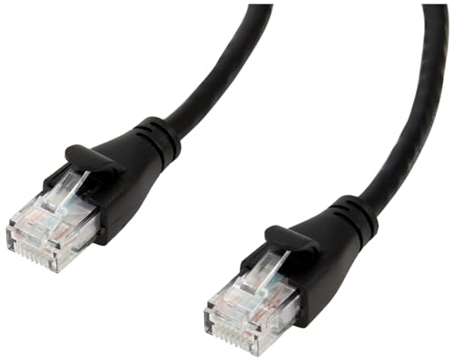 Amazon Basics Câble LAN Gigabit Ethernet RJ45 CAT6, idéal pour les réseaux domestiques et de bureau, 0.9 m, Noir, Ordinateur