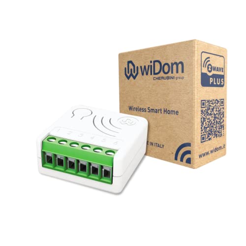 wiDom - Smart Dry Contact Switch 7 - Interrupteur relais 16A contact propre - Domotique sans fil Z-Wave Plus Série 700 - SmartStart - S2 - Minuterie ON/OFF - Taille très petite - Qualité Made in Italy