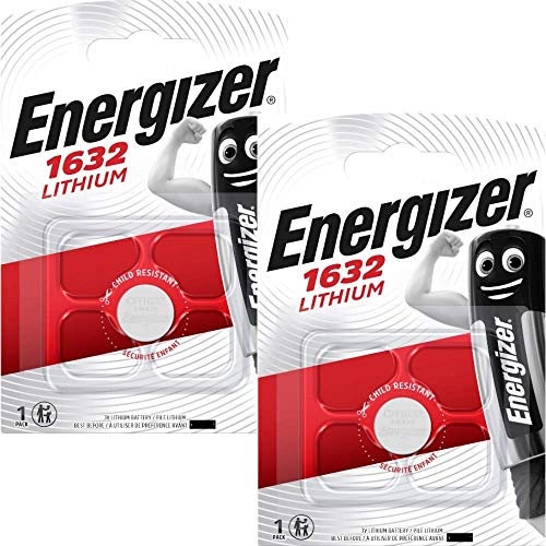 ENERGIZER Cr1632 DI1632 Lot de 2 piles boutons au lithium pour clés de voiture 3 V