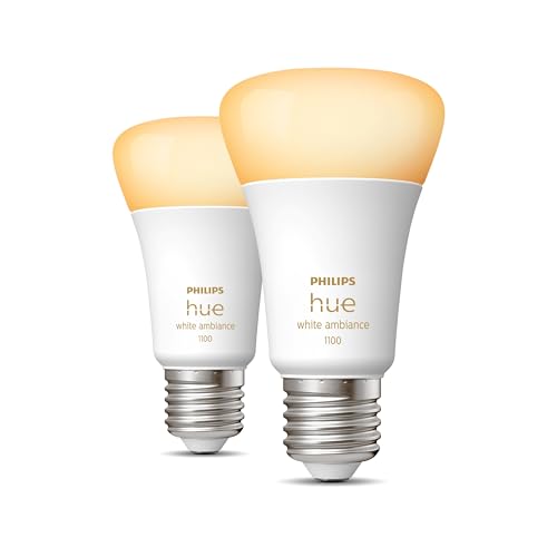 Philips Hue White Ambiance, ampoule LED connectée E27 équivalent 75W, 1100 lumen, compatible Bluetooth, pack de 2, fonctionne avec Alexa, Google Assistant et Apple Homekit, ancienne génération