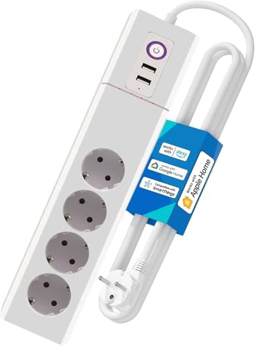 UseeLink Zigbee Power Strip Surge Protector 16A 3500W Fonctionne avec Alexa Home Assistant 4 Prises AC Commutateurs individuels Hub requis Certifié CE Module ZHA Zigbee 2Mqtt