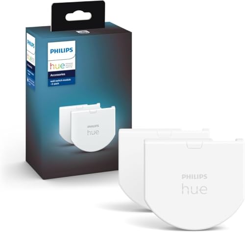 Philips Hue Module d'interrupteur mural, Pack de 2, Blanc, fonctionne avec Alexa, Google Assistant et Apple Homekit (L'emballage peut varier)